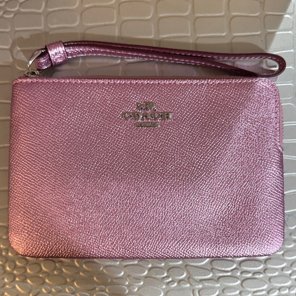 Coach Metallic Pink Wristlet